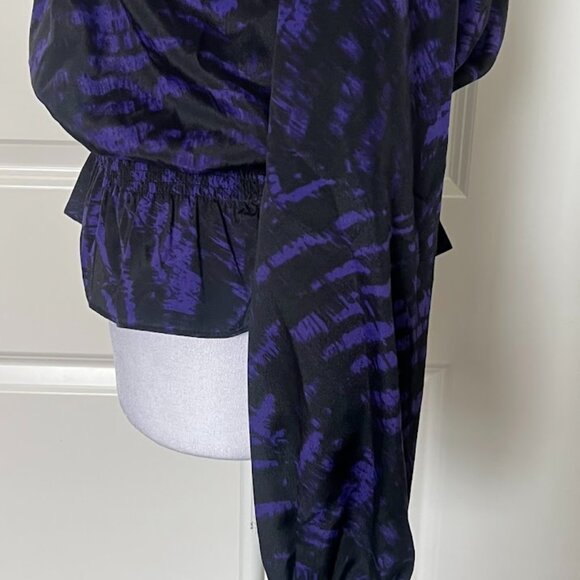 Michael Kors Purple Plum Peplum Long Sleeve Blouse Top Size Small - Picture 11 of 15